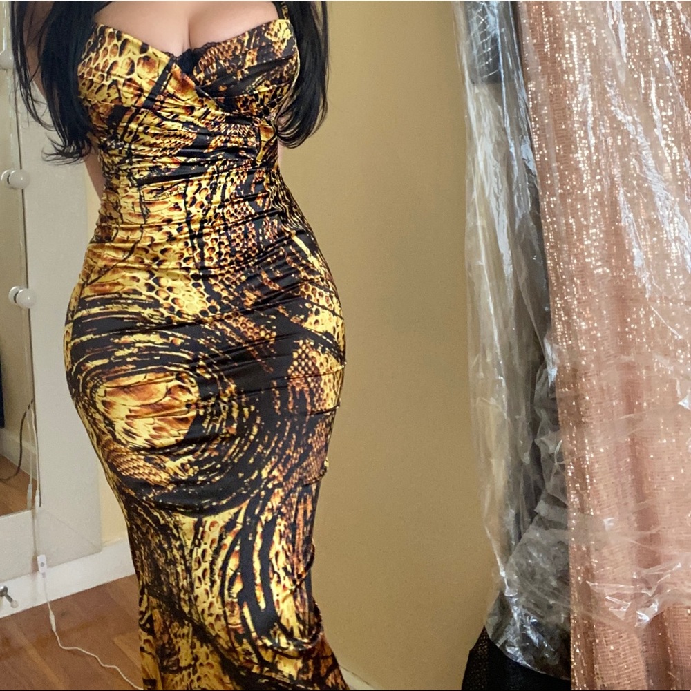 JustCavalli satin snake long dress